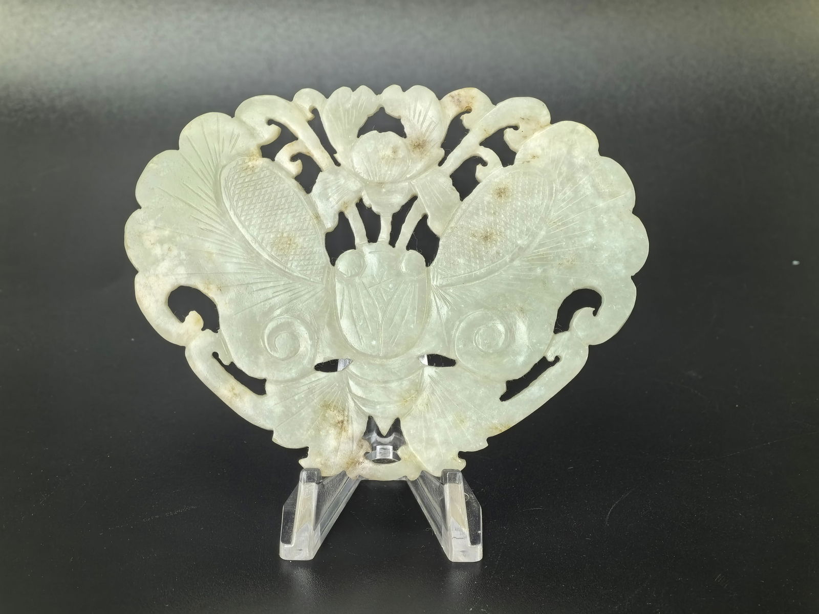 Chinese Natural Hetian Jade Carved Butterfly Pendant (1 of 3)