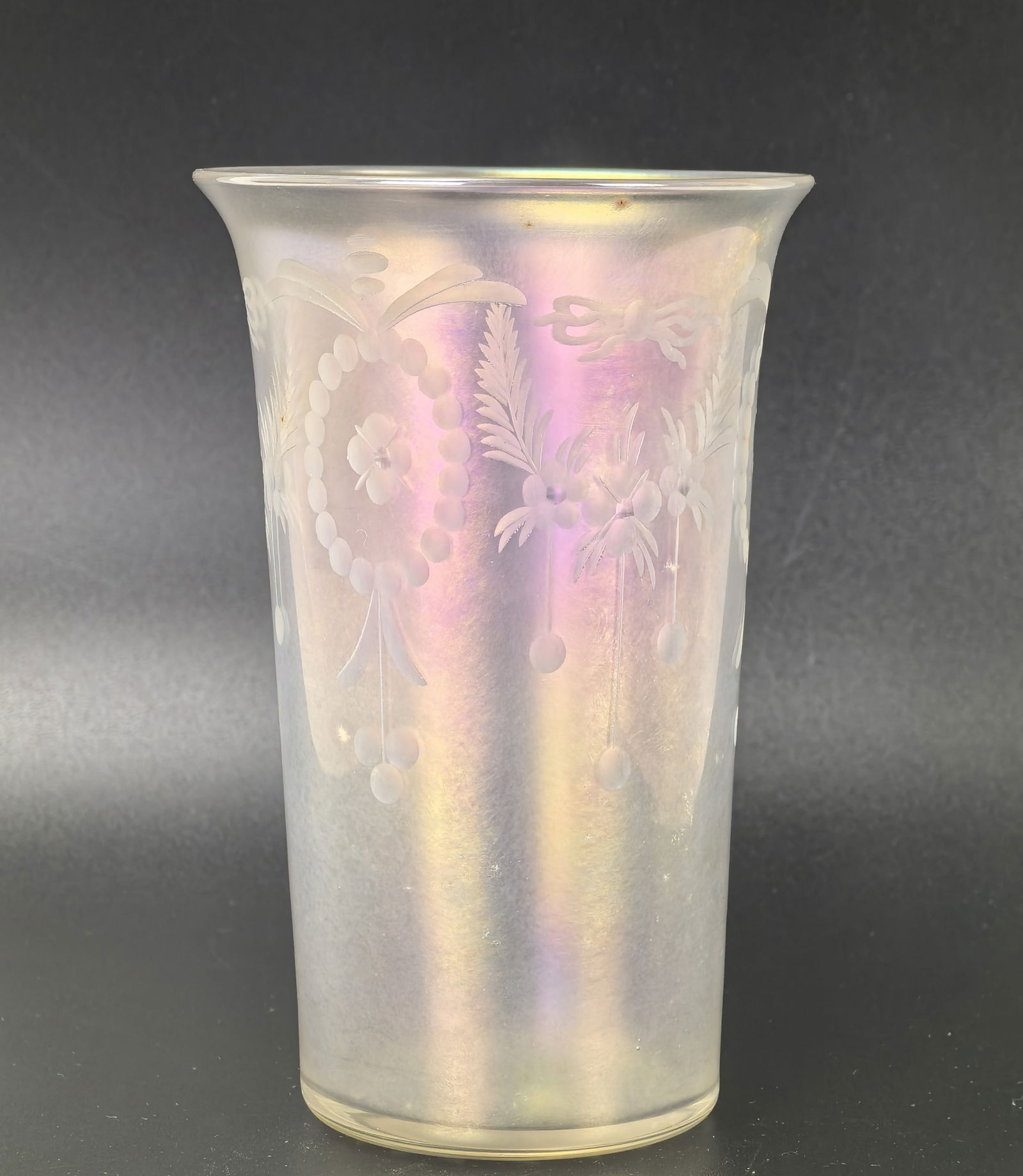 Iridescent Hawkes Steuben Art Glass Cup Marked (1 of 6)