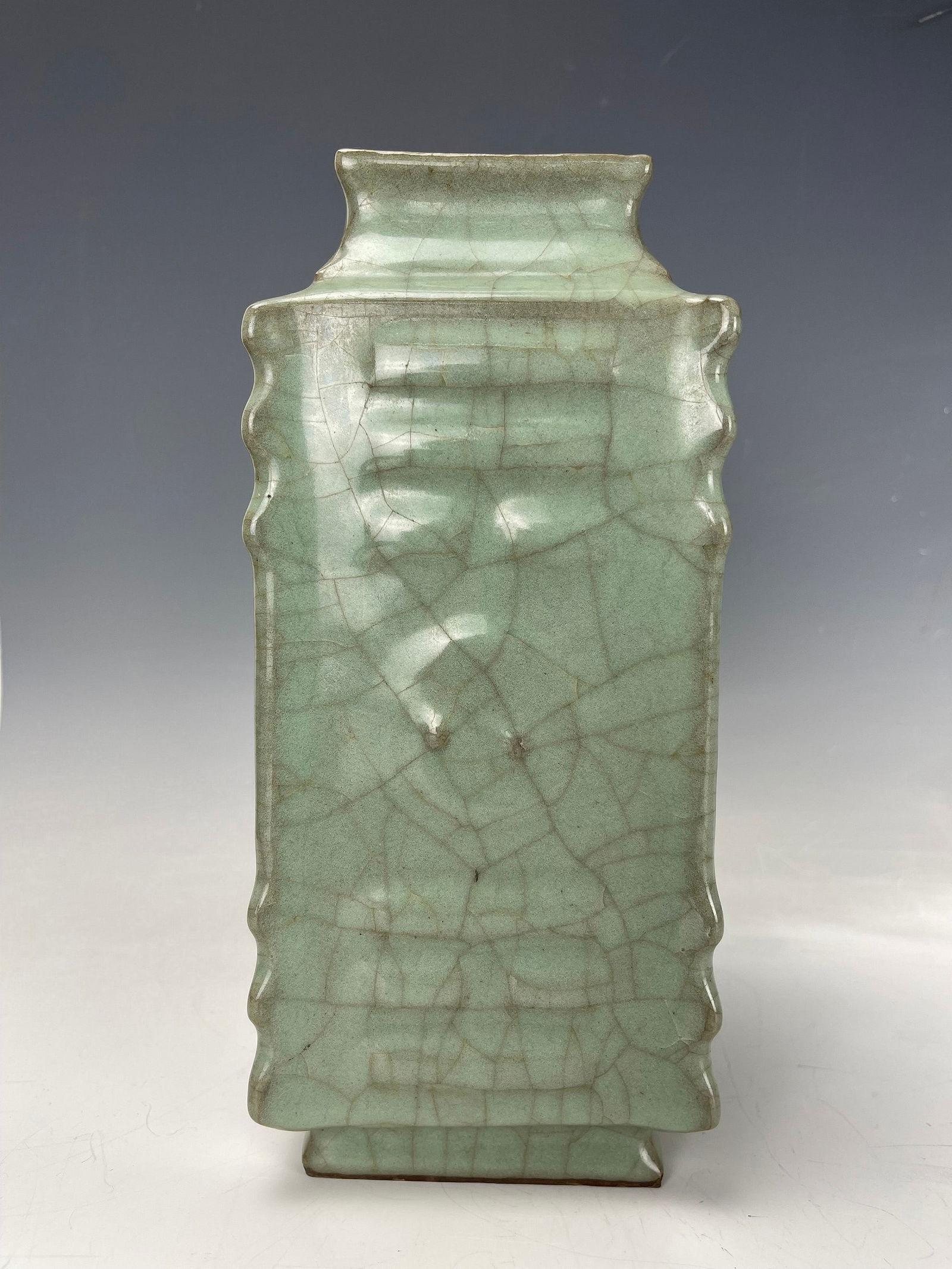 Chinese Crackle Celadon Cong Shaped Porcelain Vase (1 of 5)