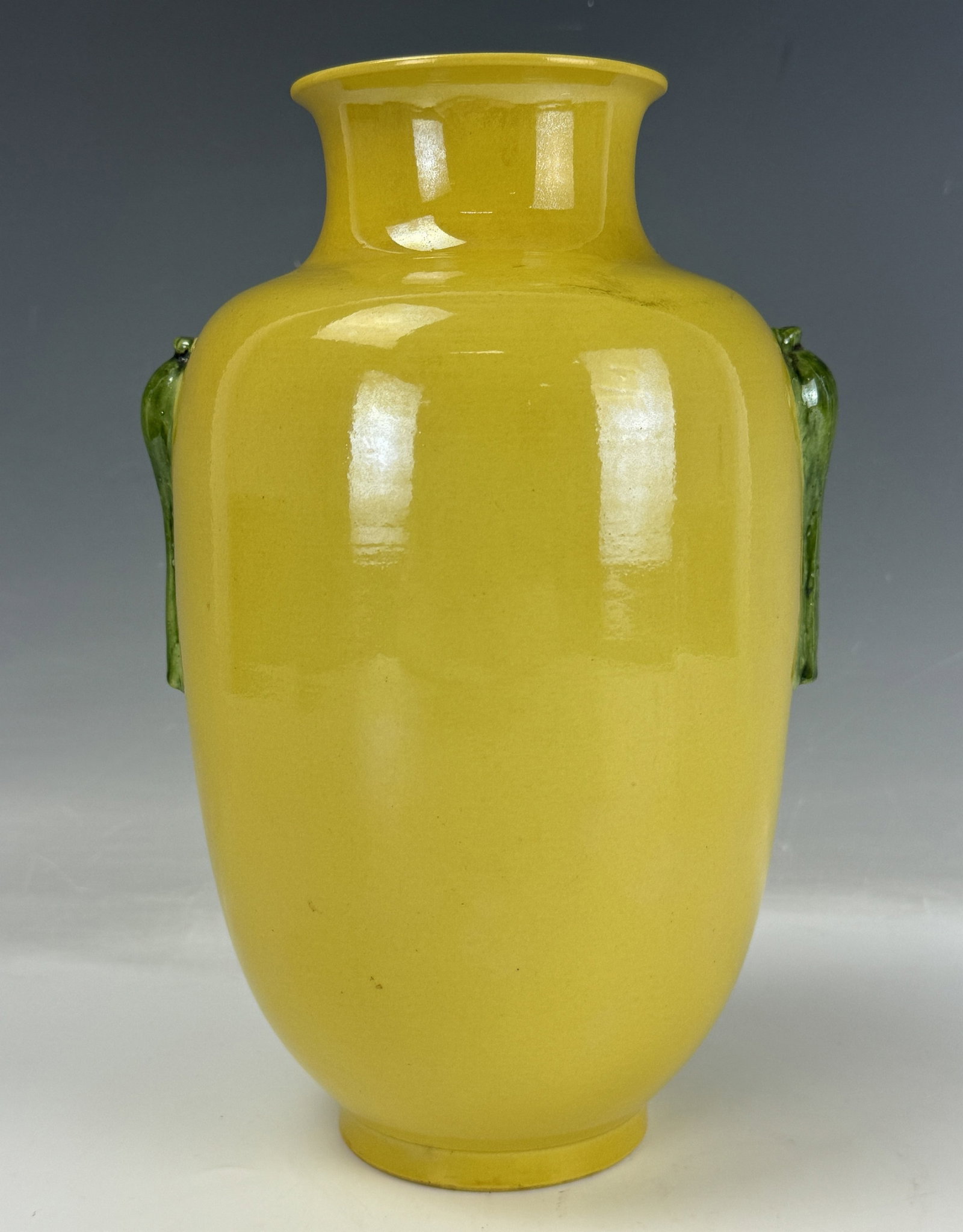Chinese Yellow Glaze Porcelain Vase Daoguang Mark: Chinese Yellow Glaze Porcelain Vase Daoguang Mark,H 46cm( 18in.). Preview from Aug. 26th to 30th from 1:00 PM TO 5:00 PM Eastern Time, Location: 15229 Display Court, Rockville MD 20850.