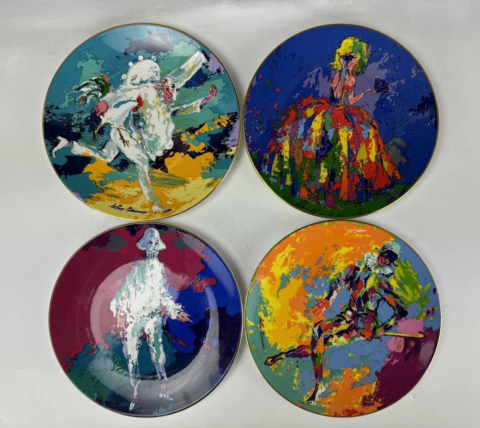Four Leroy Neiman Punchinello Colorful Decorative Ceramic Plates (1 of 11)