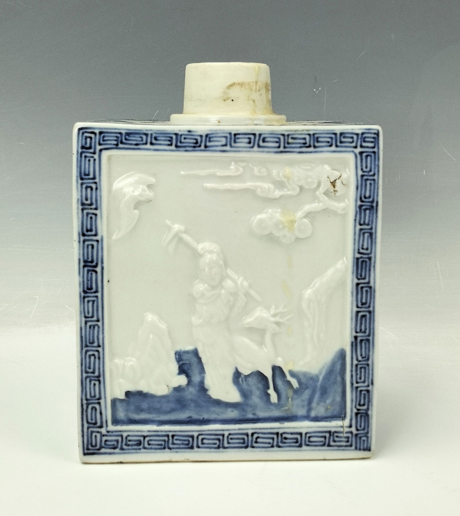 A Chinese Antique Porcelain Rectangle Vase: A Chinese Antique Porcelain Rectangle Vase ,H 15 cm (5.8in.) xW 11 cm(4.5 in.), Preview from Oct. 14th to 18th from 1:00 PM TO 5:00 PM Eastern Time, Location: 15229 Display Court, Rockville MD 20850.