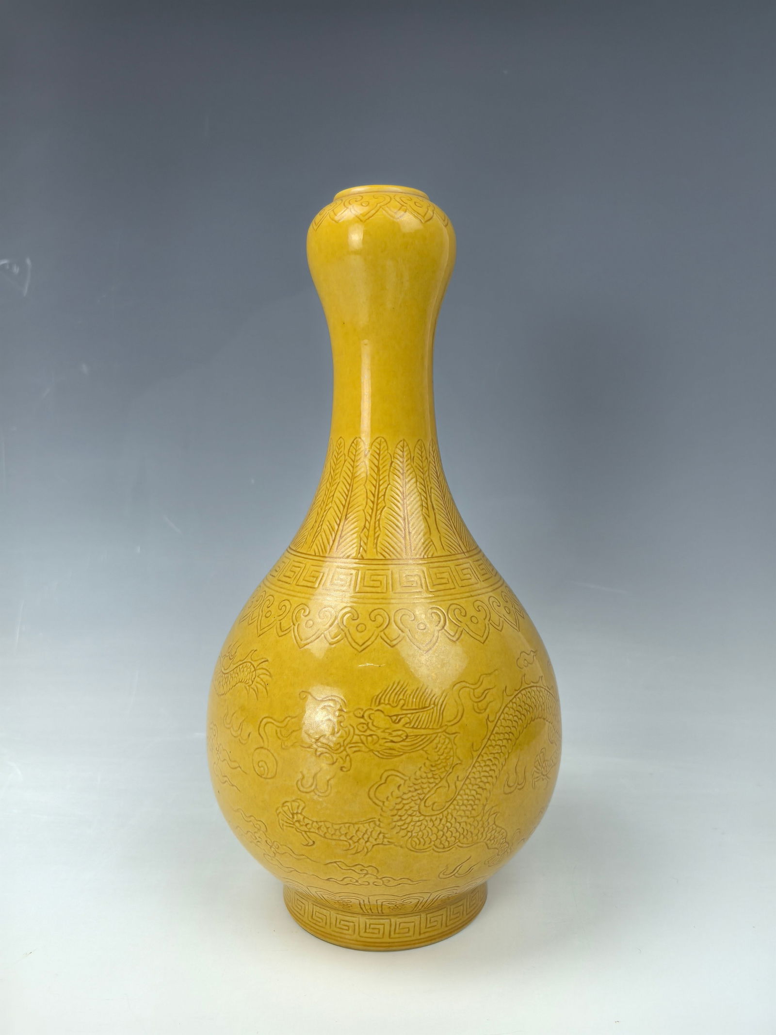 Chinese Yellow Glaze Garlic Head Porcelain Vase Marked (1 of 7)