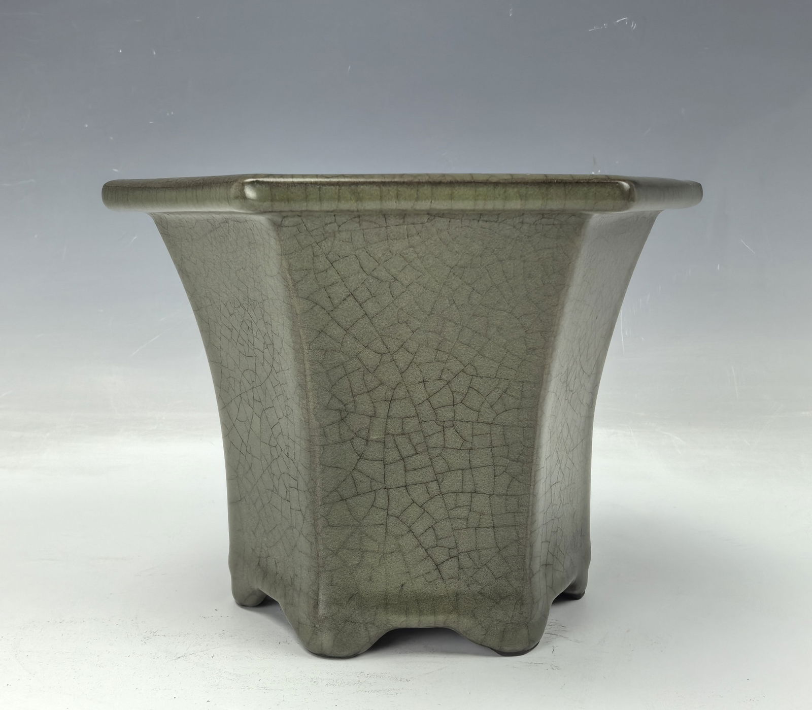 Chinese Guan Style Porcelain Hexagon Flower Planter (1 of 5)