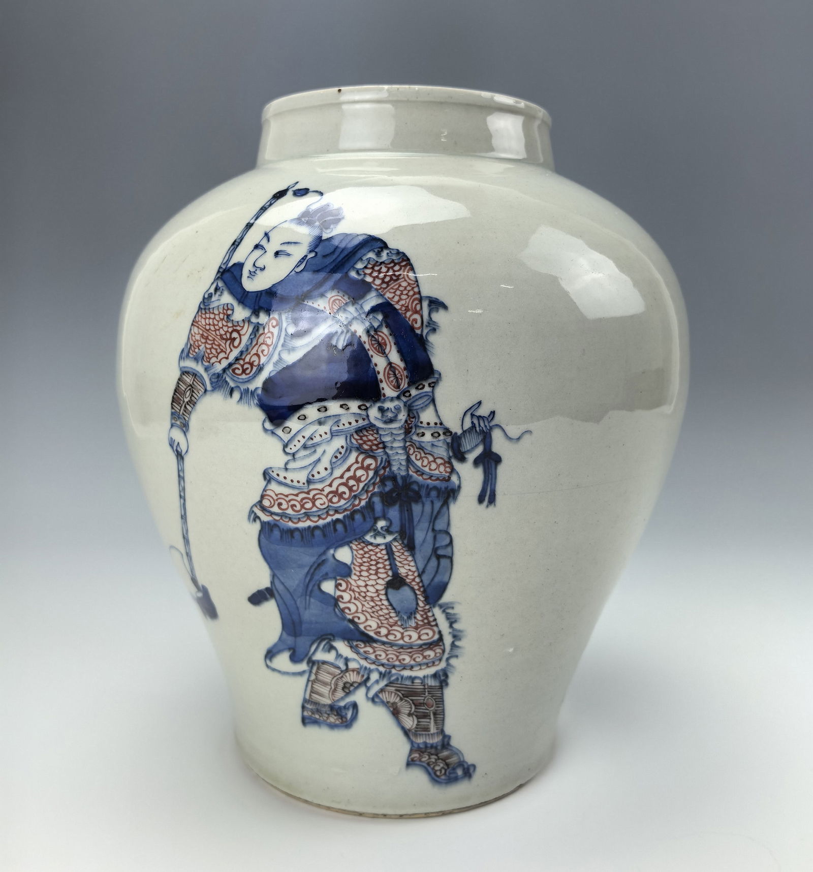 Chinese Blue and White with Underglaze Copper Red Porcelain Jar Marked (1 of 7)