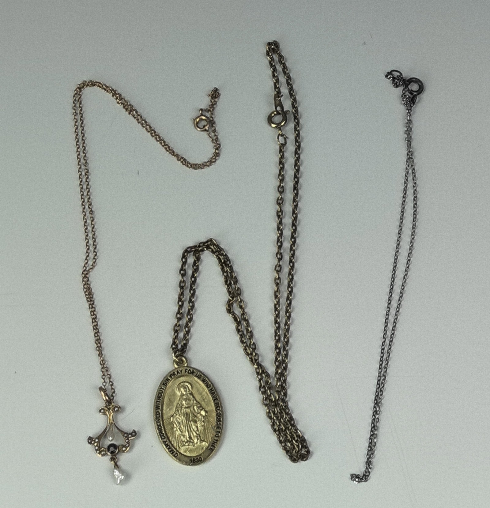 Group of Three Religious Necklaces: Group of Three Religious Necklaces , Preview from Oct. 14th to 18th from 1:00 PM TO 5:00 PM Eastern Time, Location: 15229 Display Court, Rockville MD 20850.