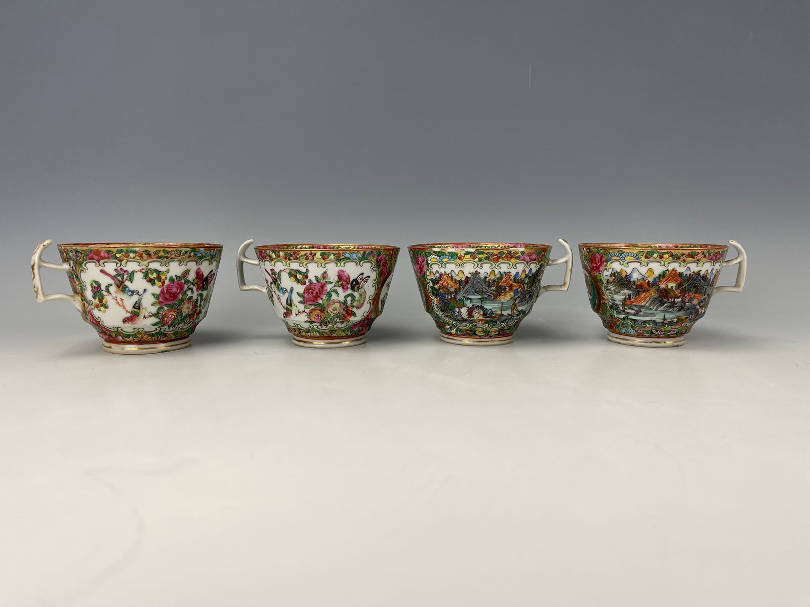 Four Chinese Rose Medallion Porcelain Tea Cups (1 of 6)