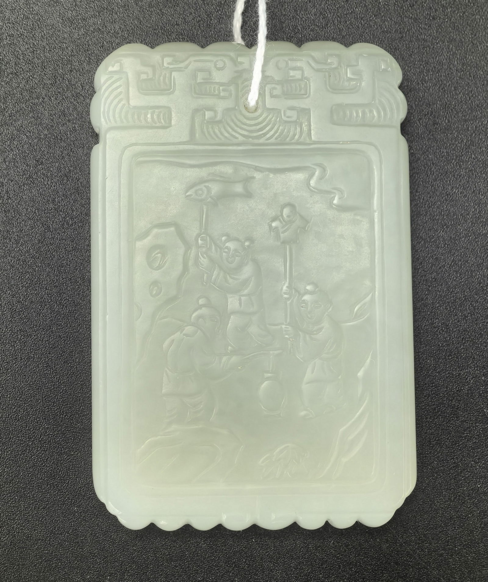 Chinese Carve Jade Zigang Plaque Pendant (1 of 4)