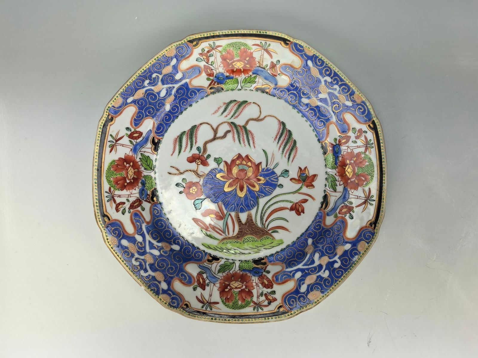 Chinese Famille Vert Shallow Plate Painted Lotus Pond (1 of 4)