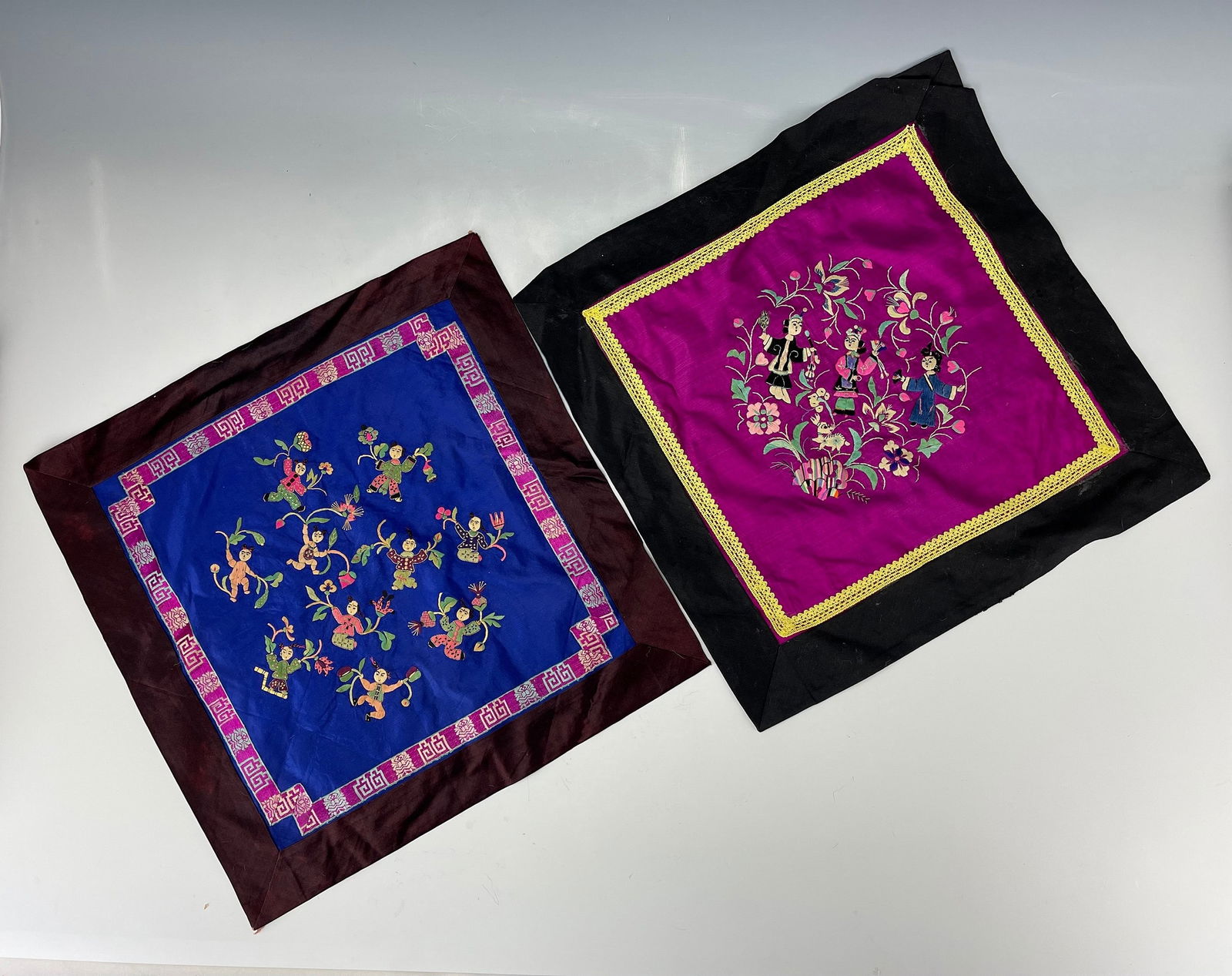 Two Antique Hand Made Silk Chinese Embroidery Panels (1 of 4)