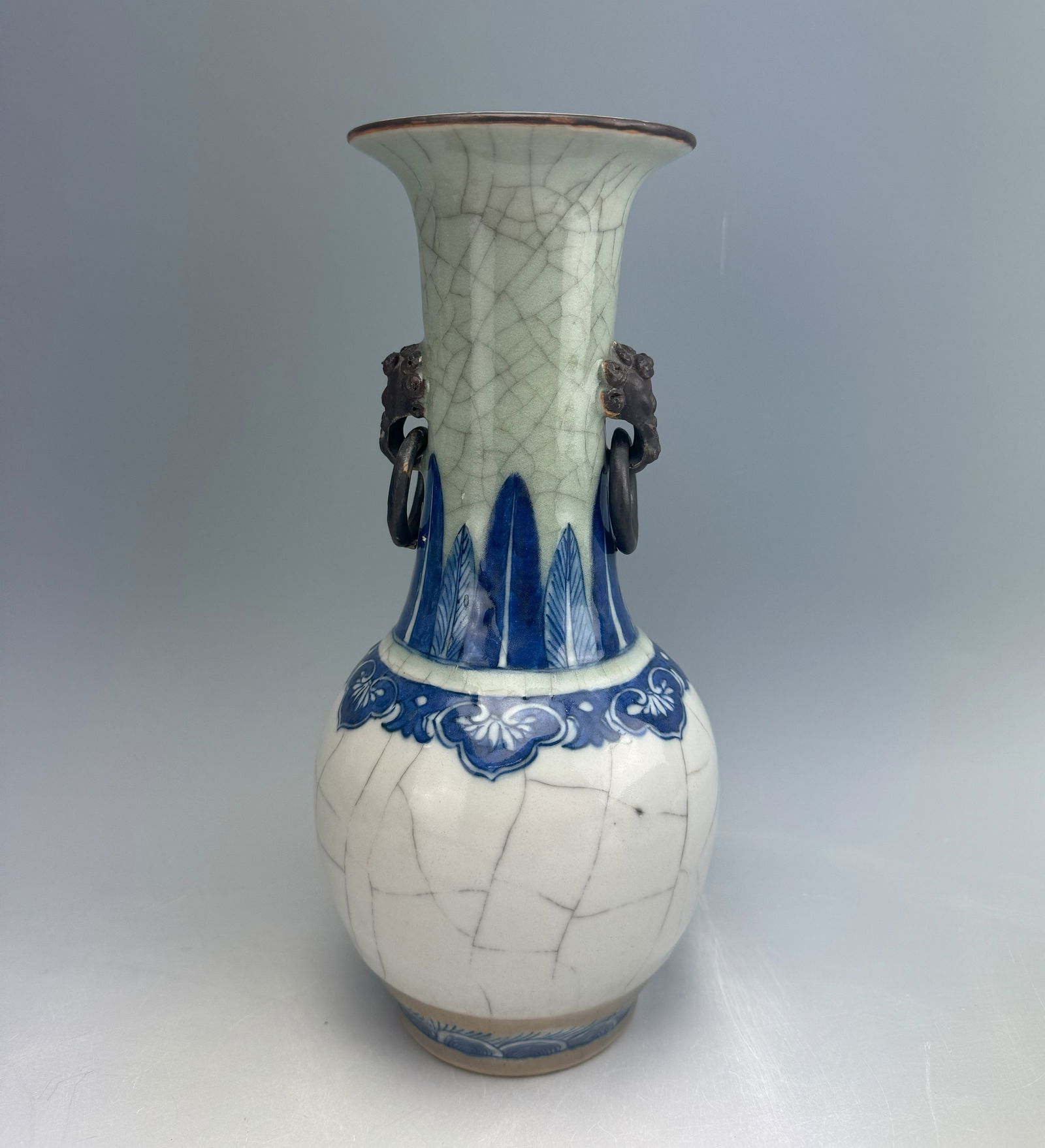 Three Color GE Glaze Vase with Blue White Pattern (1 of 6)