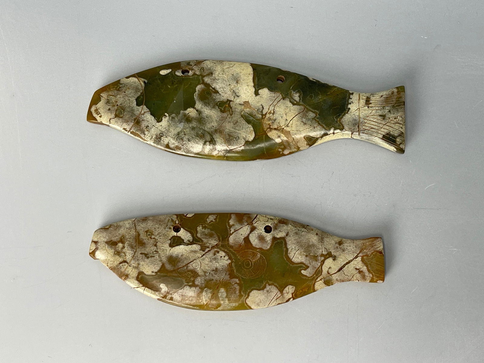Two Chinese Jade Fish Statue Pendants (1 of 6)