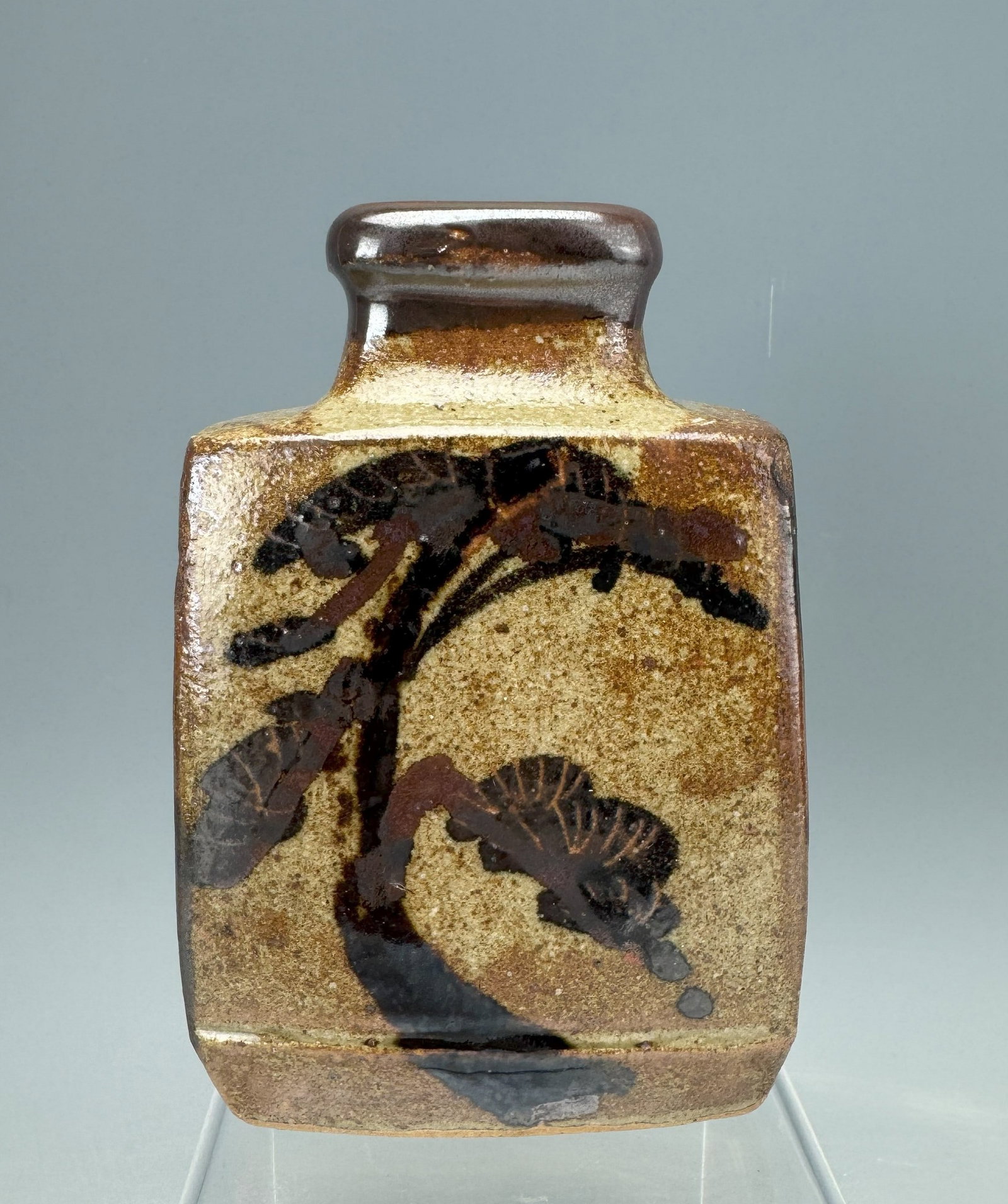 A Sakei Bottle Hand Made and Painted by Sakuma Tataizo: Hand-made and painted Sakei bottle by the Japanese National Treasure: Sakuma Tataizo. 15 cm tall, 10 cm wide and 6 cm deep.Preview from Feb.17th to 21st from 1:00 PM TO 5:00 PM Eastern Time, Location: