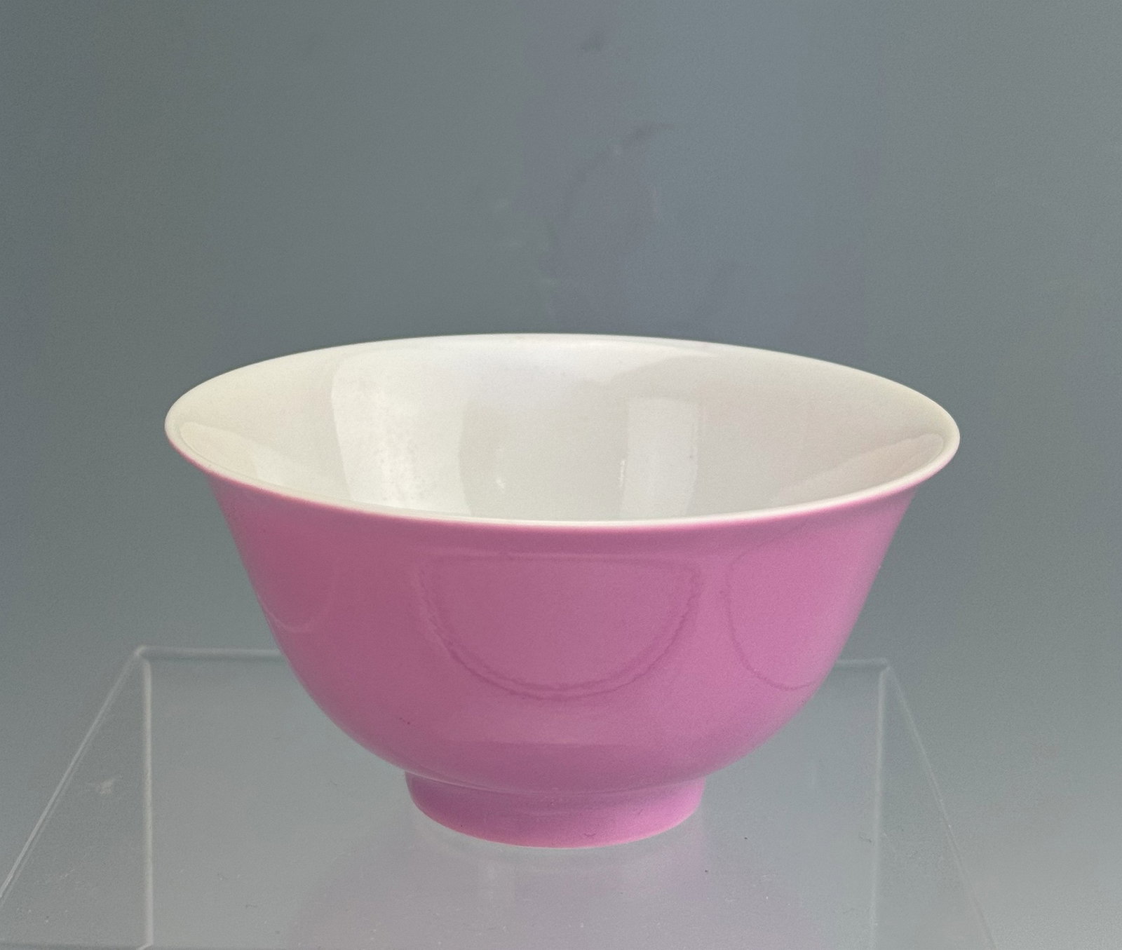 Chinese Pink Glazed Porcelain Bowl Yongzheng Mark: Pink-glazed bowl. Yongzheng Mark, D 9 cm(3.5 in.) x H 5 cm(2 in.).Preview from Feb.17th to 21st from 1:00 PM TO 5:00 PM Eastern Time, Location: 15229 Display Court, Rockville MD 20850.