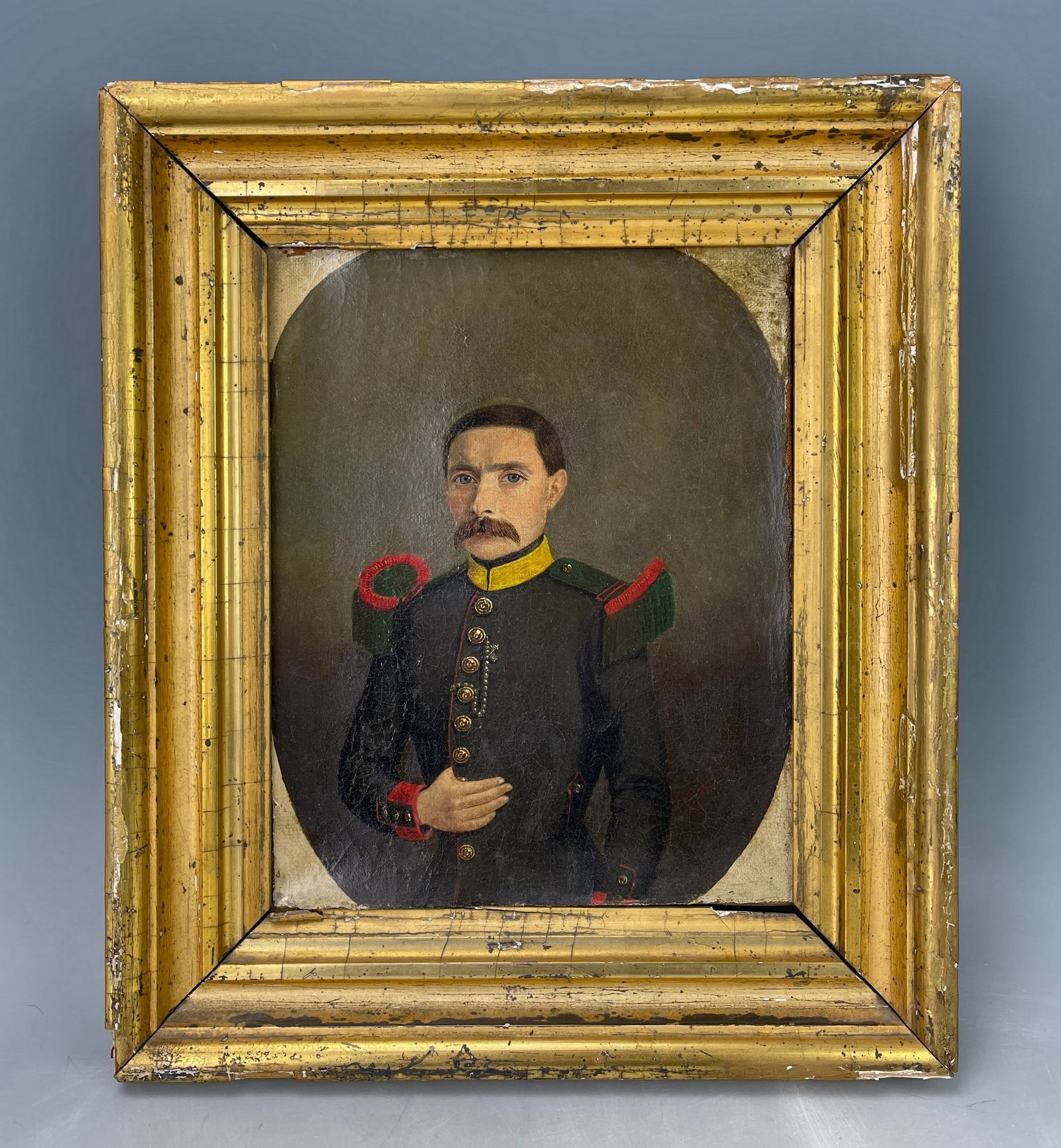 Framed Antique Portrait of an Officer: Framed Antique Portrait of an Officer, Frame size 14.7 x12.5 inches, Provenance: Maryland Artist Juichi Kamikawa's collection.Preview from Feb.17th to 21st from 1:00 PM TO 5:00 PM Eastern Time, Locati