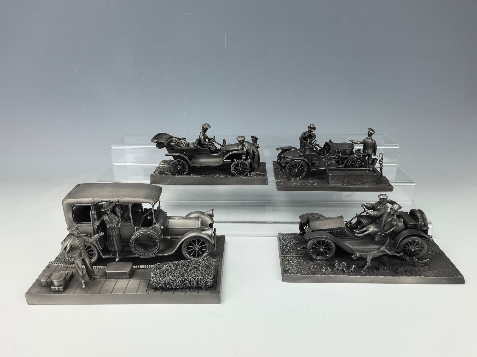 Collection Of 4 Vintage FRANKLIN MINT Pewter Cars with Certificate (1 of 15)