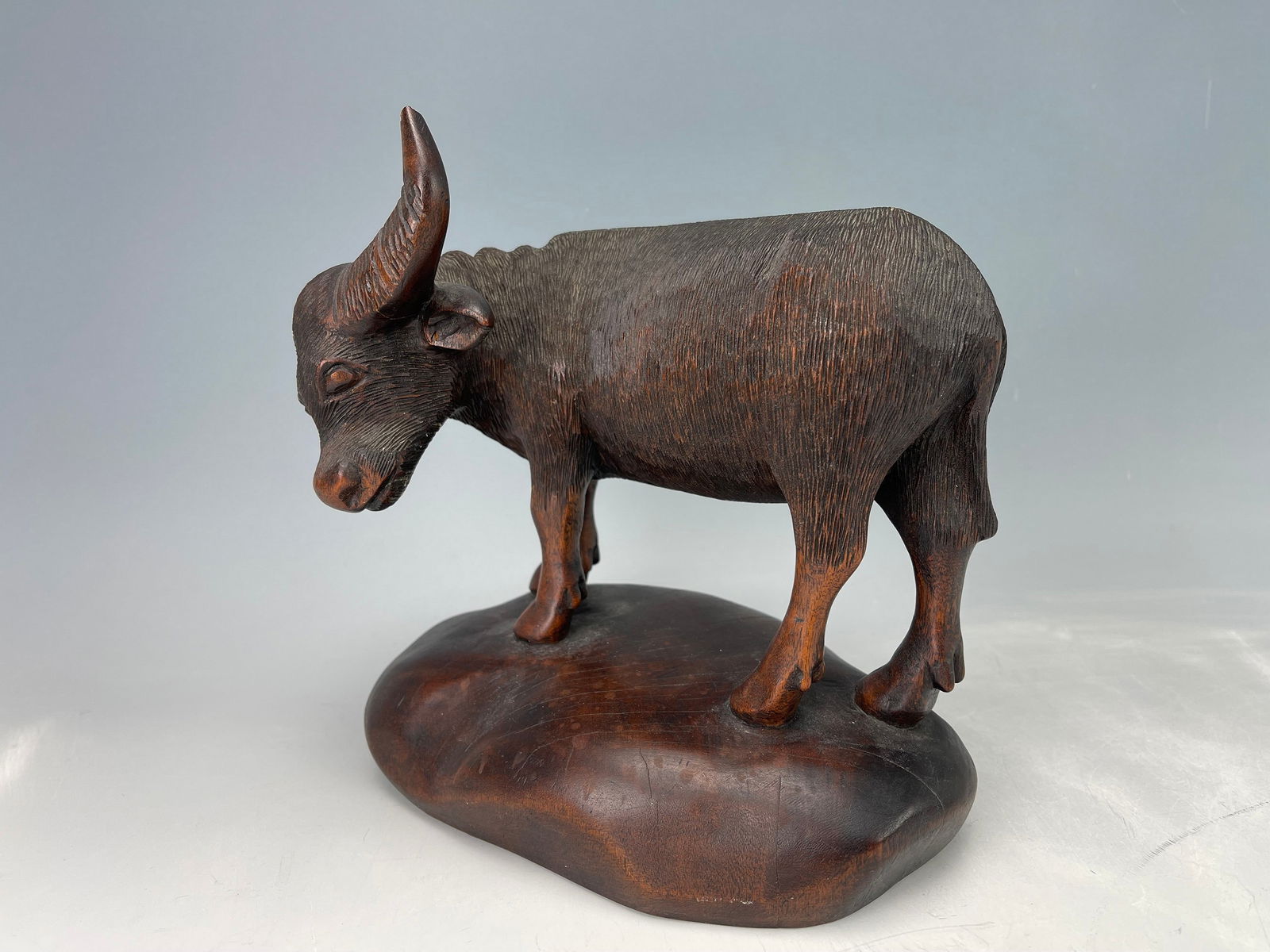 Vintage Carved Solid Wood Buffalo Sculpture (1 of 4)