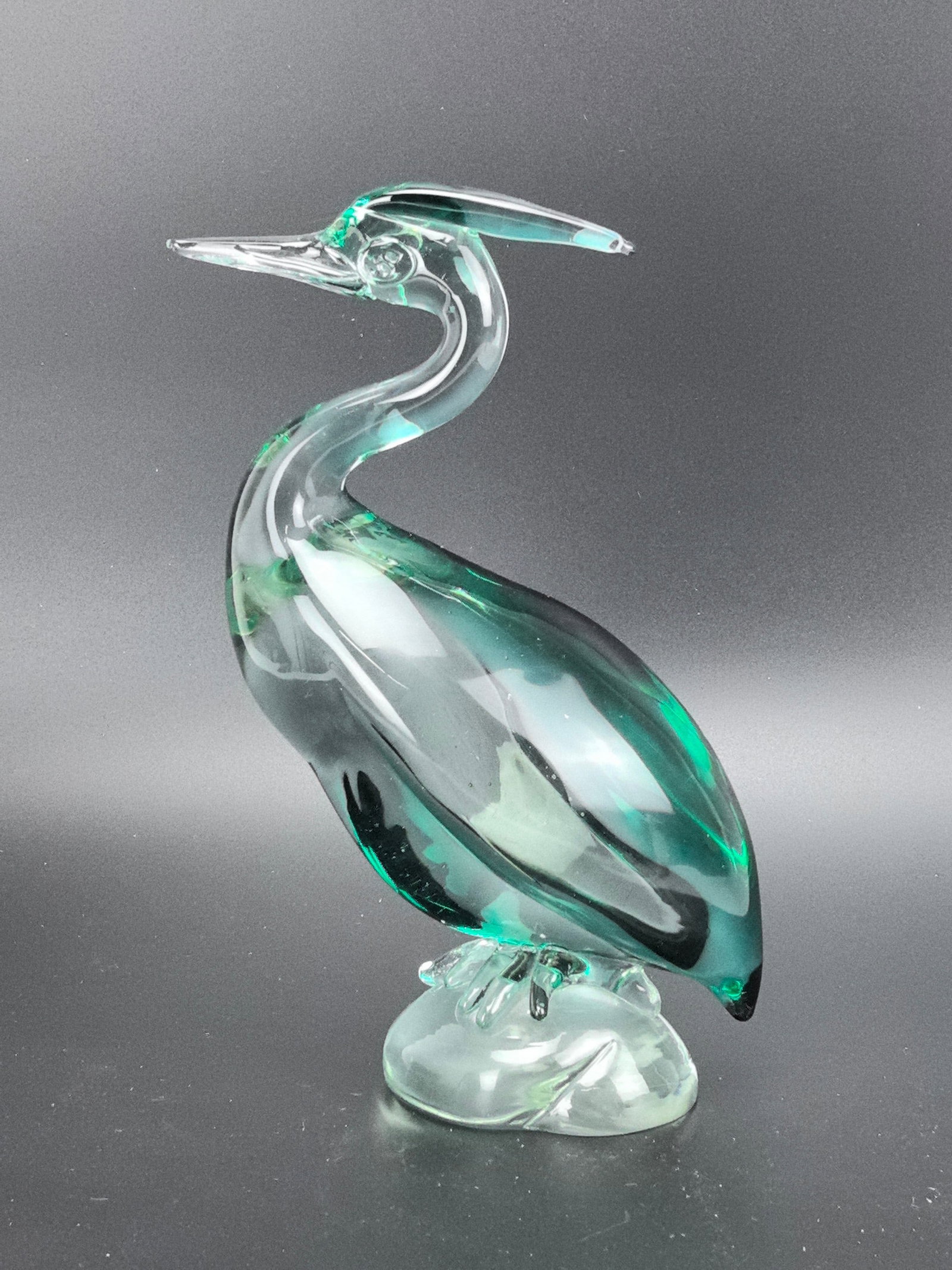Vintage Murano Art Glass Crane Statue: Vintage Murano Art Glass crane Statue, H 21 cm (8.2 in.),Preview from Feb.17th to 21st from 1:00 PM TO 5:00 PM Eastern Time, Location: 15229 Display Court, Rockville MD 20850.