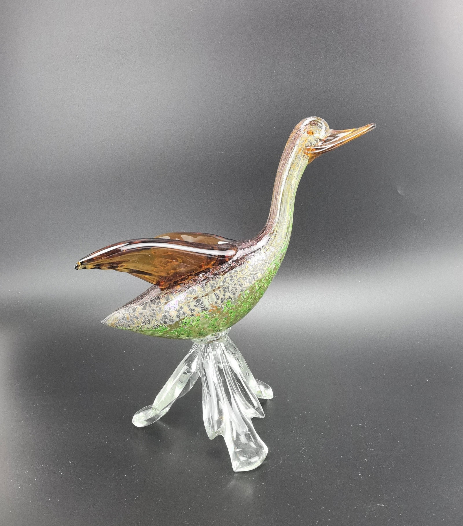 Vintage Murano Art Glass Swan Statue: Vintage Murano Art Glass Swan Statue, H 23 cm (9 in.),Preview from Feb.17th to 21st from 1:00 PM TO 5:00 PM Eastern Time, Location: 15229 Display Court, Rockville MD 20850.