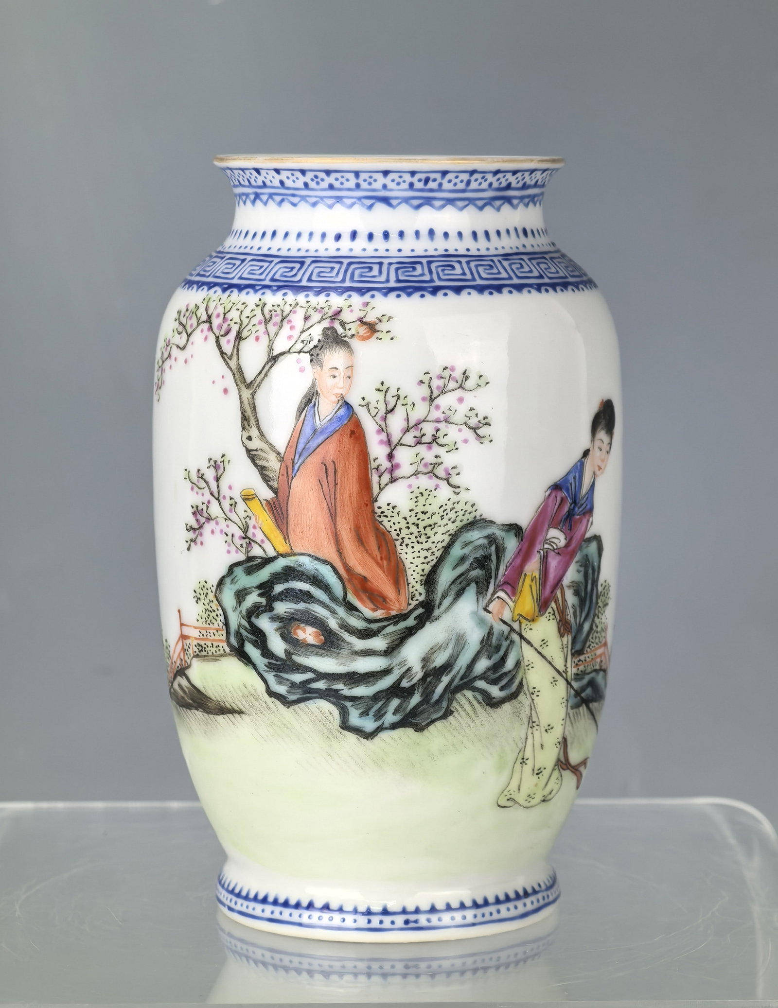 The Story of Dream of Red Mansions Porcelain Vases Qianlong Mark: A Chinese Famille Rose Porcelain Vases Qianlong Mark,The Story of Dream of Red Mansions, H 11 cm. Preview from Apr. 21st to 25th from 1:00 PM TO 5:00 PM Eastern Time, Location: 15229 Display Court, Ro