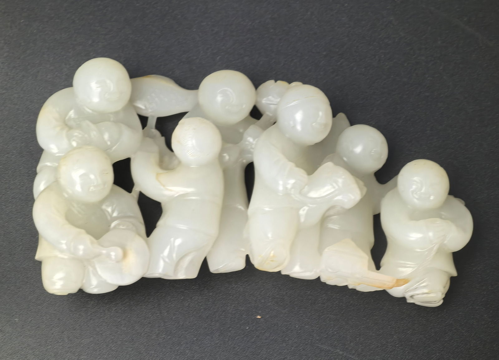 Fine Chinese Children Carving White Jade Statue (1 of 7)