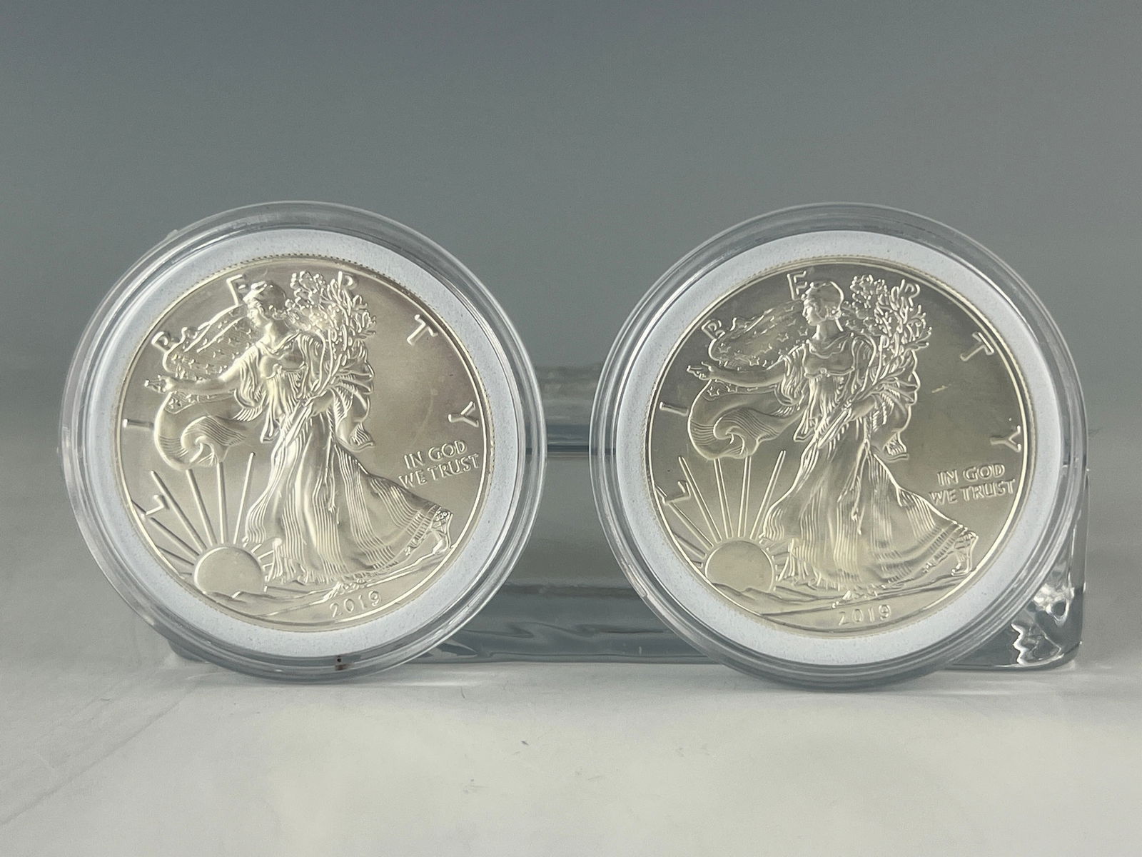 Two 2019 American Silver Eagle 1 Oz Coins (1 of 3)