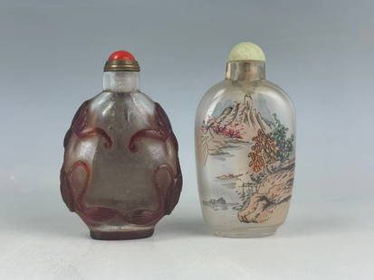 Two Chinese Snuff Bottles: Two Chinese Snuff Bottles ,H 8 cm(3 in.) . Preview from Jun 23rd to 27th from 1:00 PM TO 5:00 PM Eastern Time, Location: 15229 Display Court, Rockville MD 20850.
