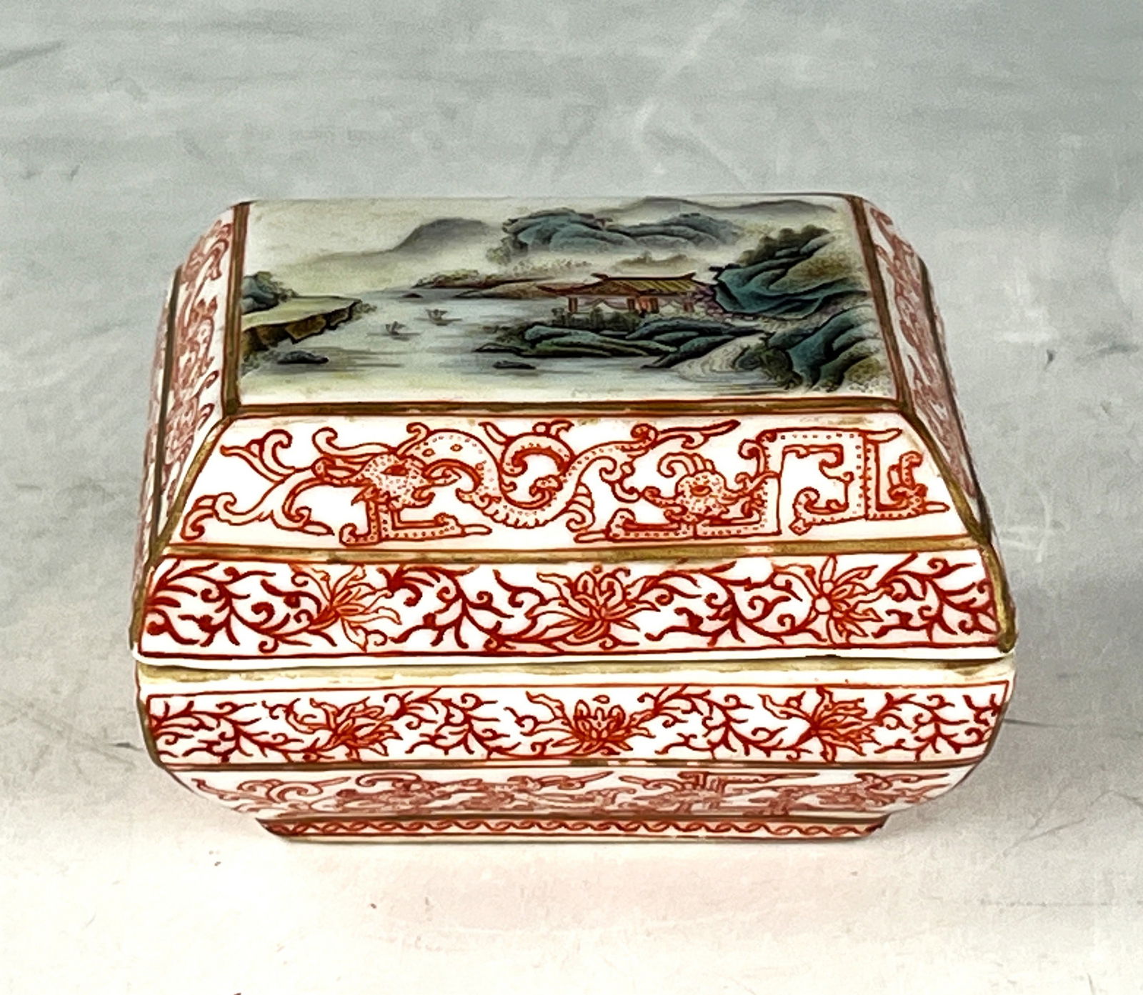 Chinese Iron Red and Qianjiangcai Porcelain Box Yanghetang Mark (1 of 6)