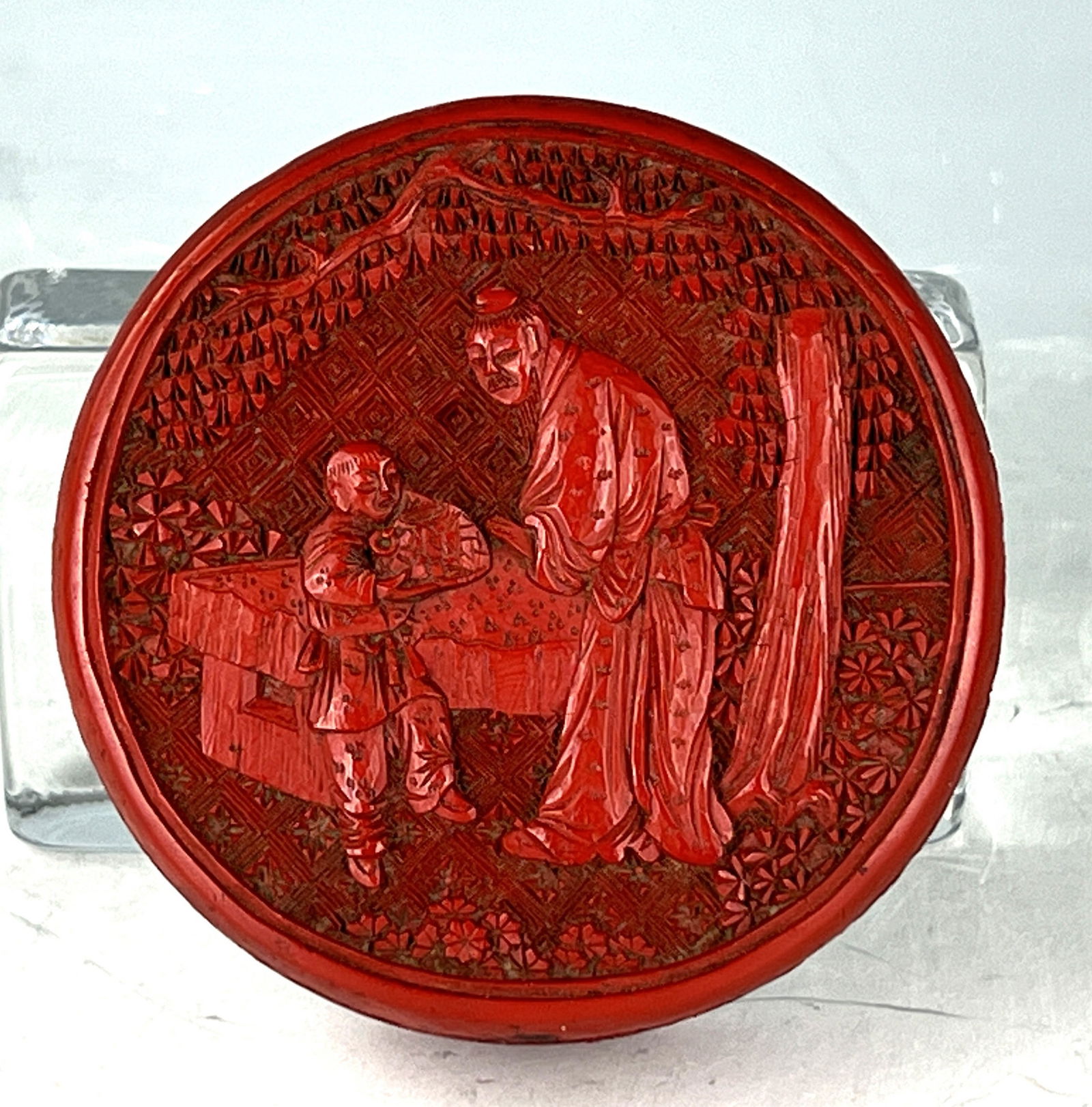 A Chinese Carved Cinnabar Incense Box (1 of 7)