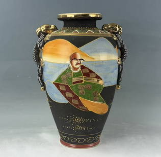 Antique Satsuma Japanese Vase: Antique Satsuma Japanese Vase,H 35 cm(14 in.) . Preview from Jun 23rd to 27th from 1:00 PM TO 5:00 PM Eastern Time, Location: 15229 Display Court, Rockville MD 20850.