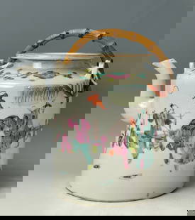 Antique Chinese Famille Rose Porcelain Teapot: Antique Chinese Famille Rose Porcelain Teapot, W 18 cm(7 in.)x D 16.5 cm(6.5 in.) x H 14 cm(5.5 in.),Preview from Aug. 25th to 29th from 1:00 PM TO 5:00 PM Eastern Time, Location: 15229 Display Court,