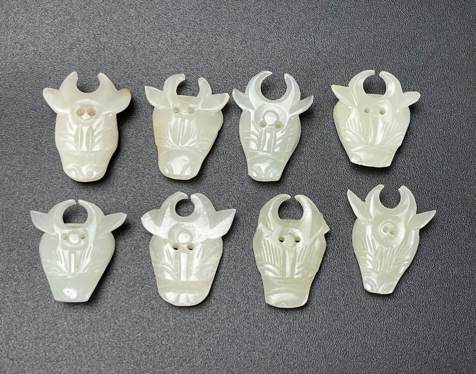 Group of 8 Chinese Jade Animal Mask Ornaments (1 of 3)