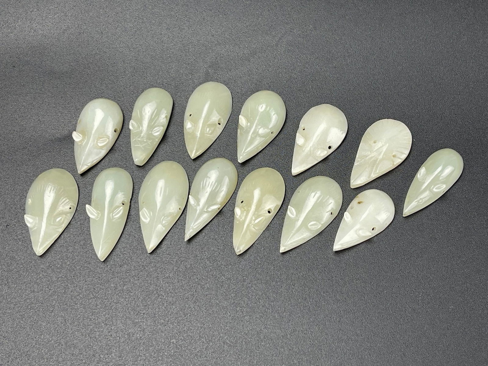 Group of 14 Chinese Carved Mouse Jade Ornaments (1 of 4)