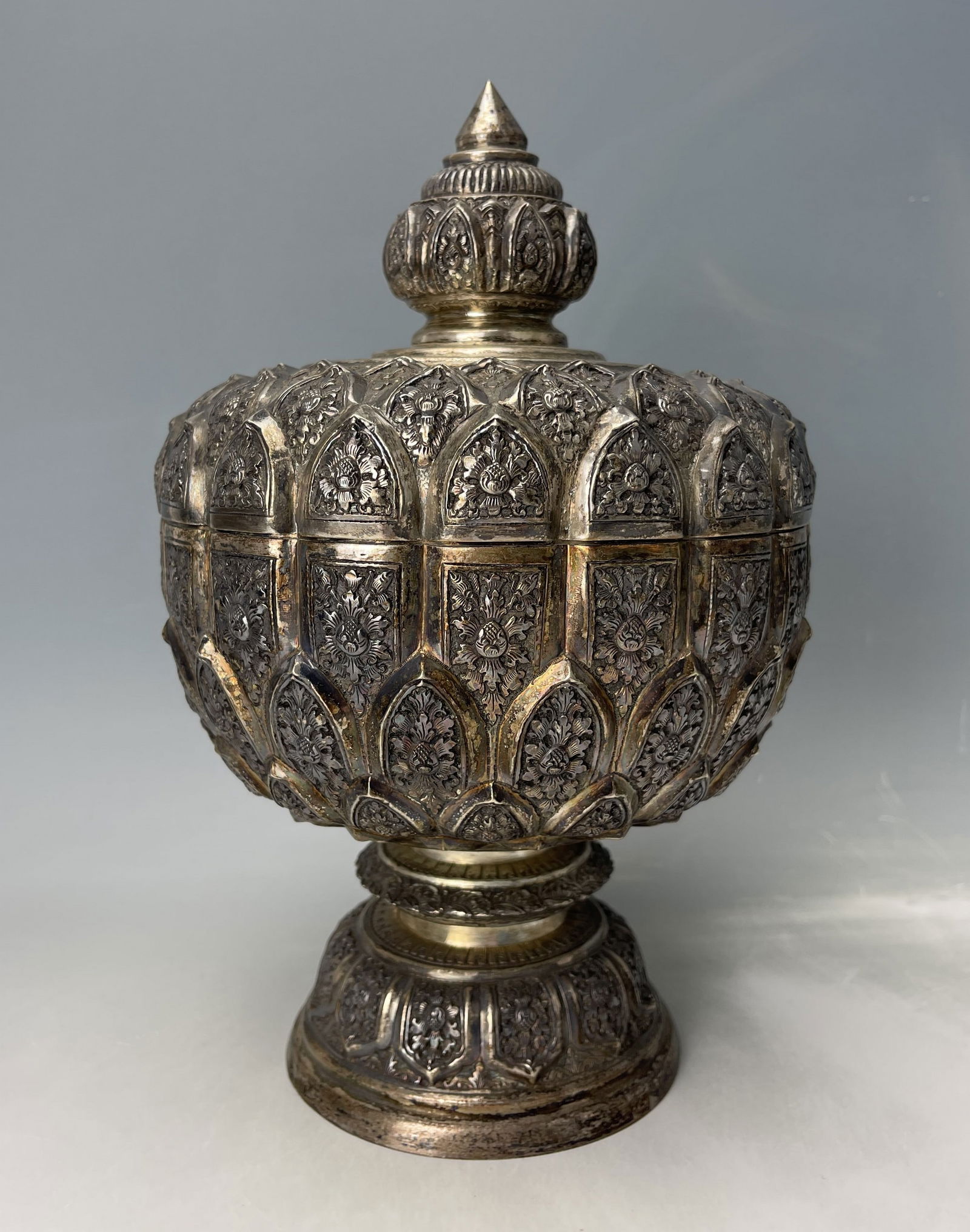 South Asian Detail Carved Silver Wedding Box (1 of 5)