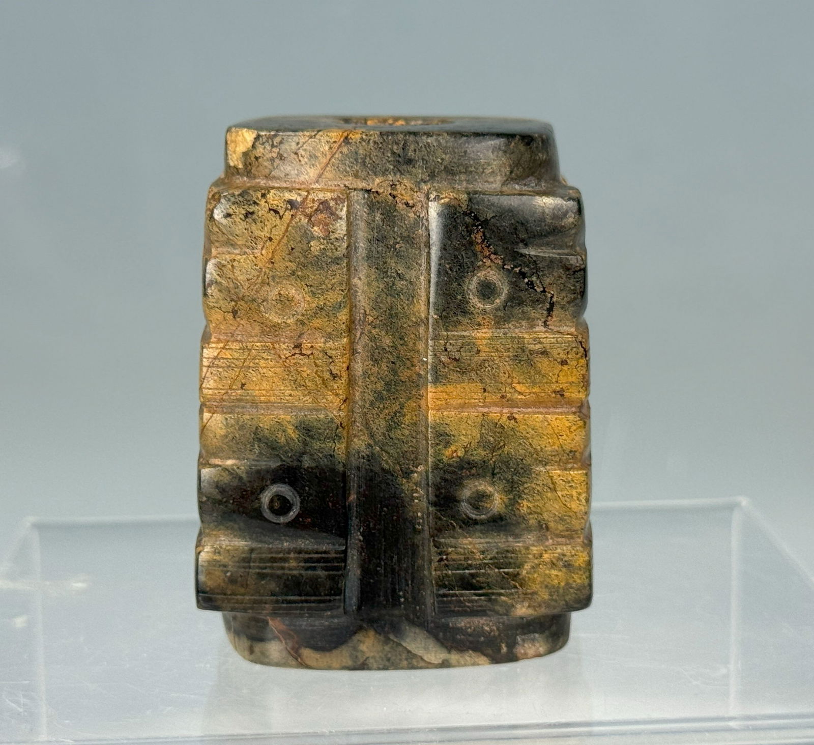 Liangzhu Style Celadon Jade Carved Cong (1 of 6)