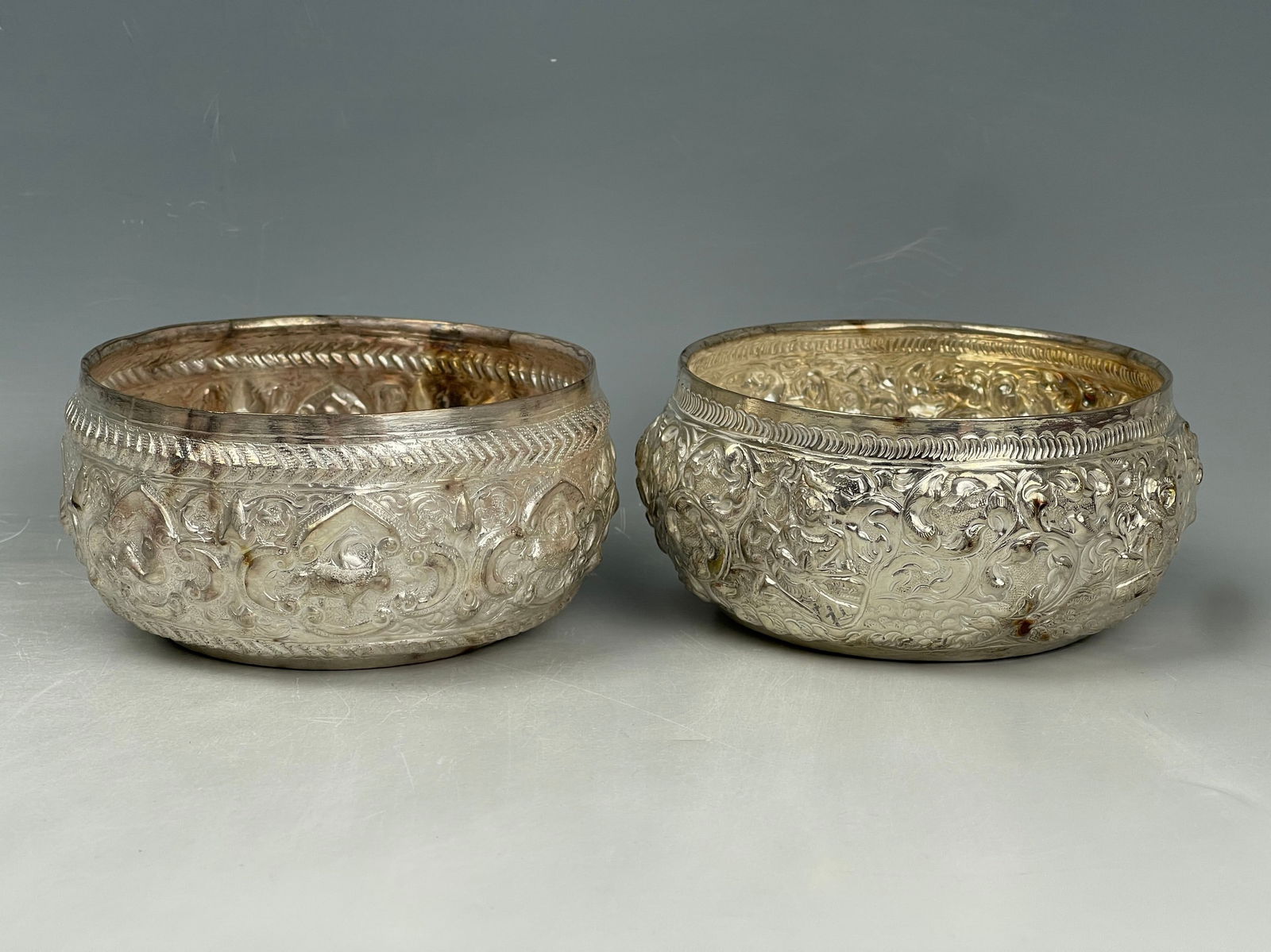 Two Vintage South Asian Silver Bowls Marked (1 of 7)