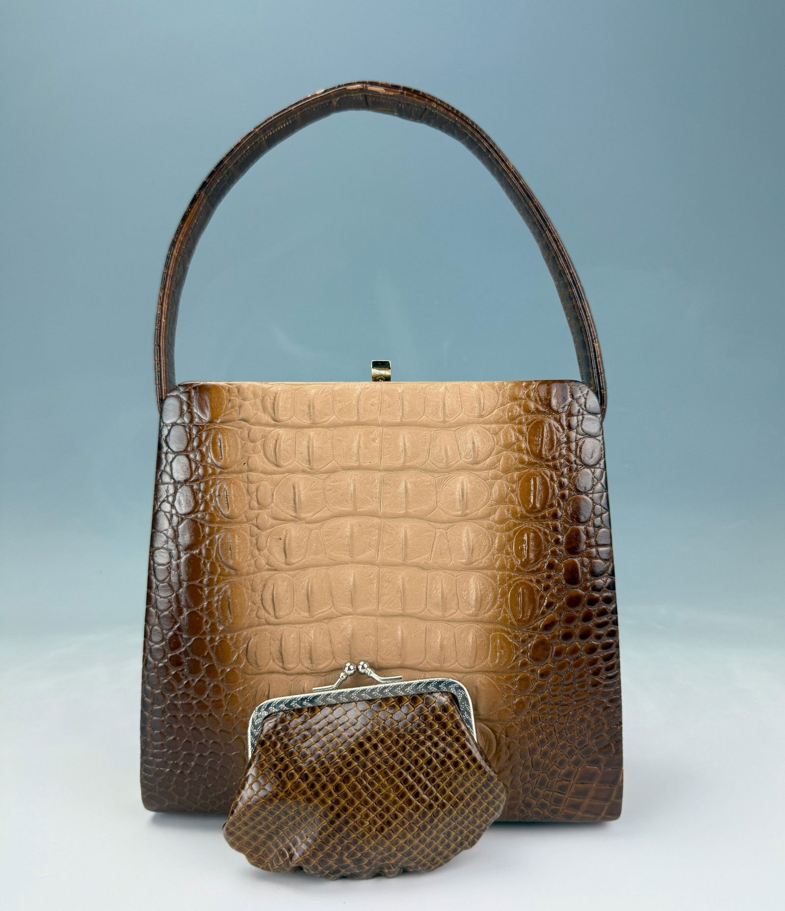 Vintage High Quality Crocodile Skin Handbang and A Coin Purse (1 of 6)