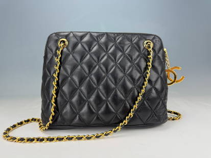 Chanel Vintage Quilted Leather Shouder Bag: Chanel Vintage Quilted Leather Shouder Bag.H 19 cm (7.5 in.) xW 28 cm (11 in.). Preview from Jun 23rd to 27th from 1:00 PM TO 5:00 PM Eastern Time, Location: 15229 Display Court, Rockville MD 20850.