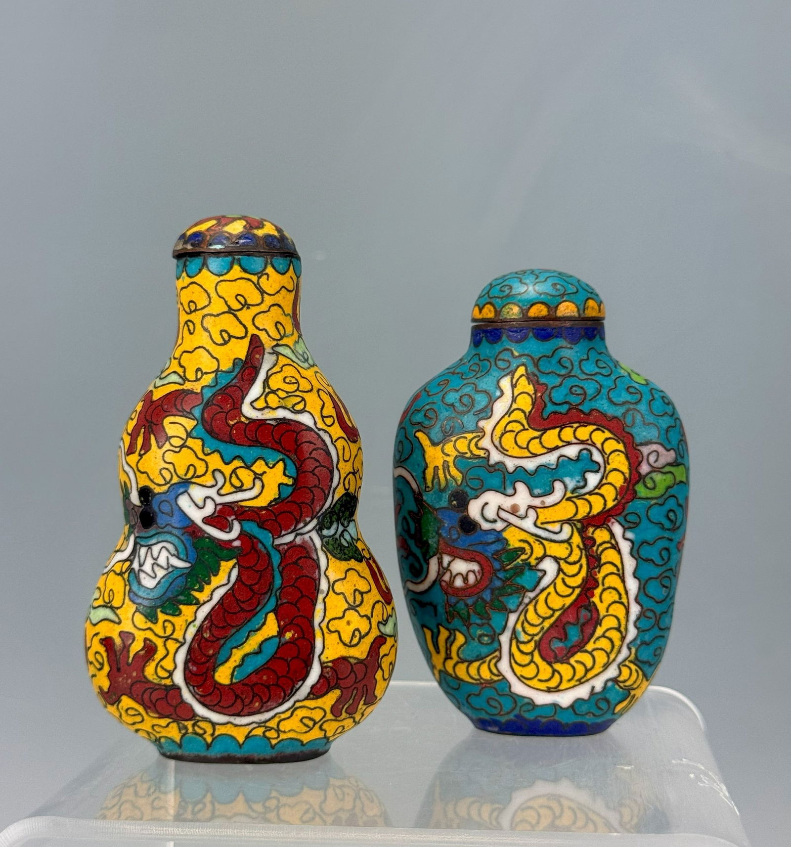 Two Chinese Copper Cloisonne Snuff Bottles (1 of 5)