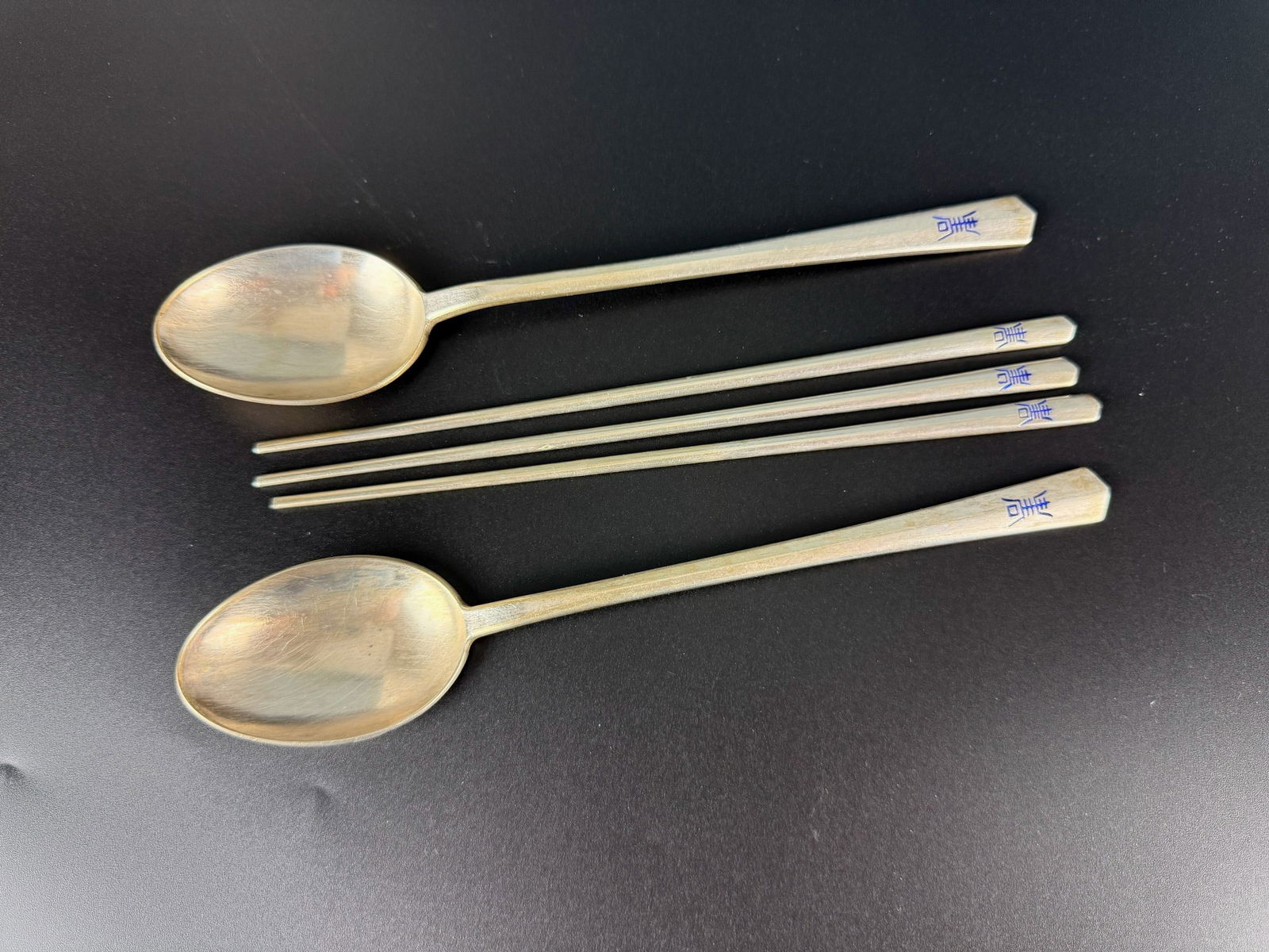 Korean Vintage Sterling Silver Spoon and Chopstick Set (1 of 3)