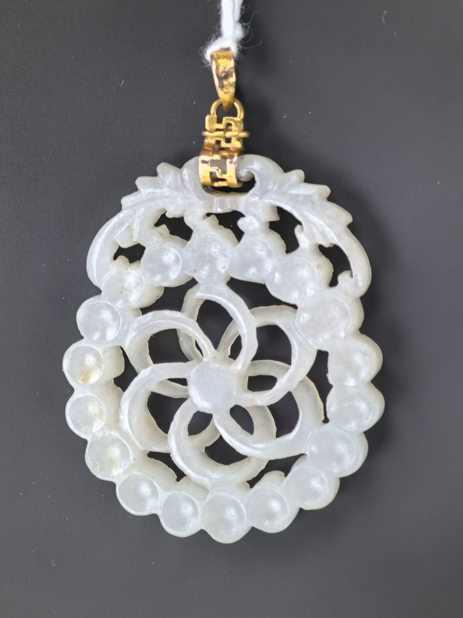 Chinese Celadon Jade Pendant with 14K Yellow Gold (1 of 5)