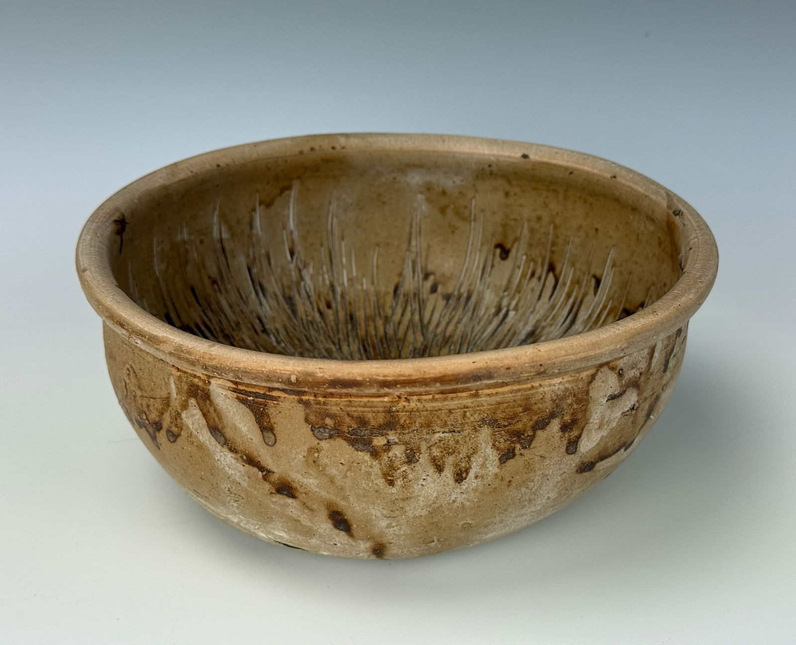 Yellow Glazed Ceramic Bowl with Incised Patterns of Chrysanthemum (1 of 6)
