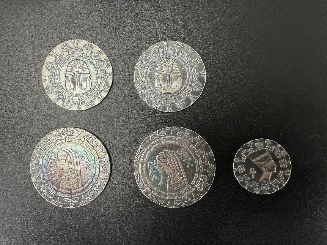 Group of 5  Pure Silver Egyptian Coins (1 of 4)