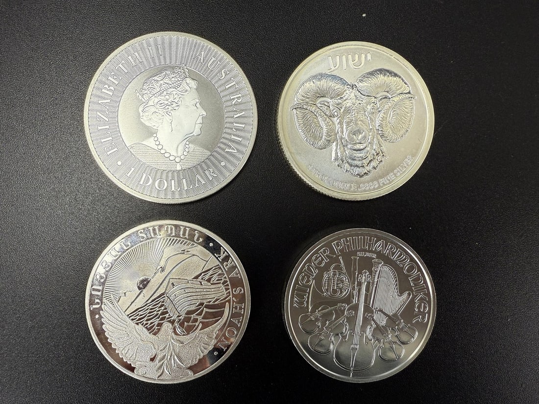 Group of 4  Pure Silver 1 Oz Coins (1 of 4)