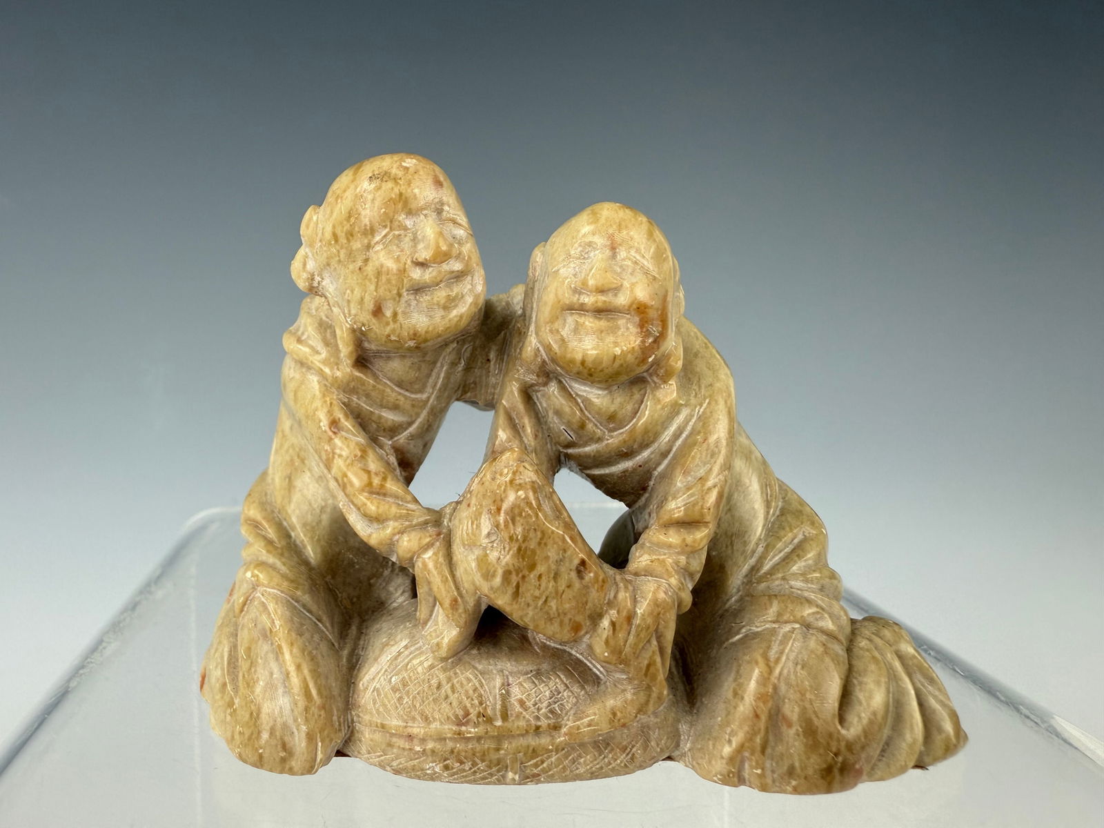 Chinese Carved Stone Figure Of Immortals of Harmony and Unity (1 of 3)