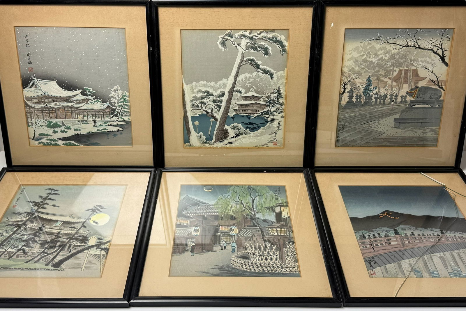 Group of 6 Oriental Woodblock Japanese Prints (1 of 4)