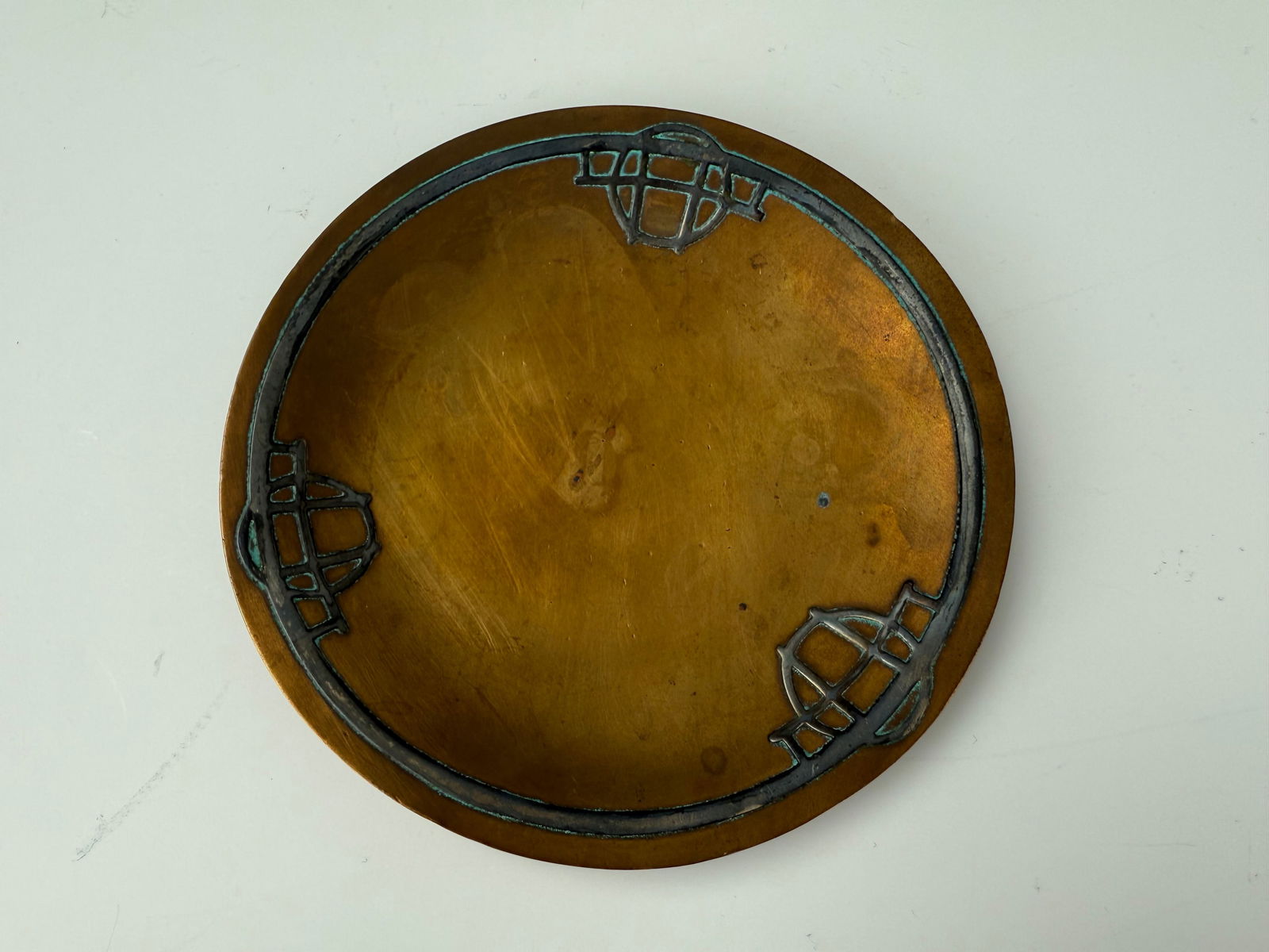 Heintz Arts and Crafts Silver on Bronze Dish or Catchall (1 of 2)