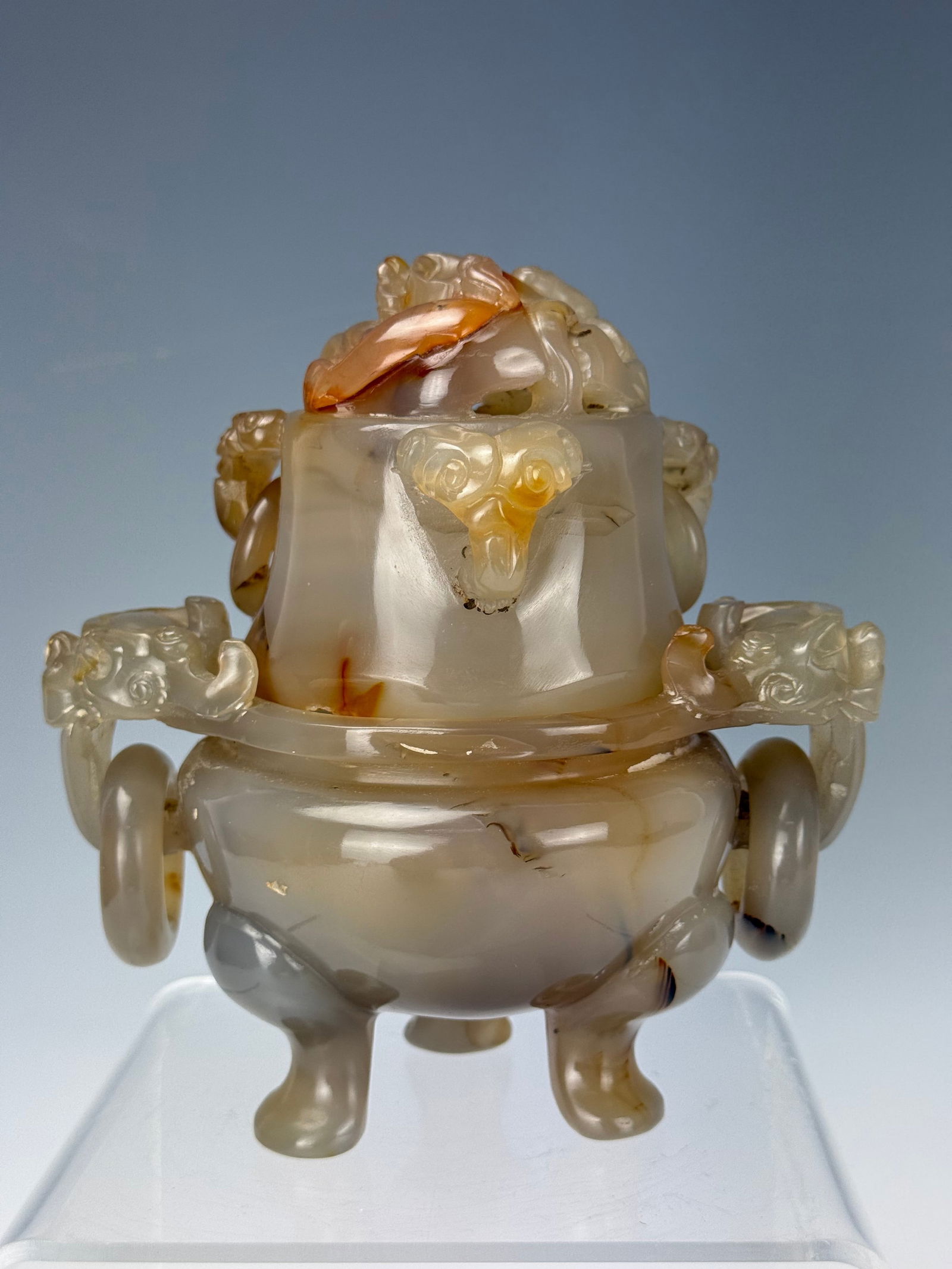 A Chinese Carved Dragon Agate Incense Burner (1 of 7)
