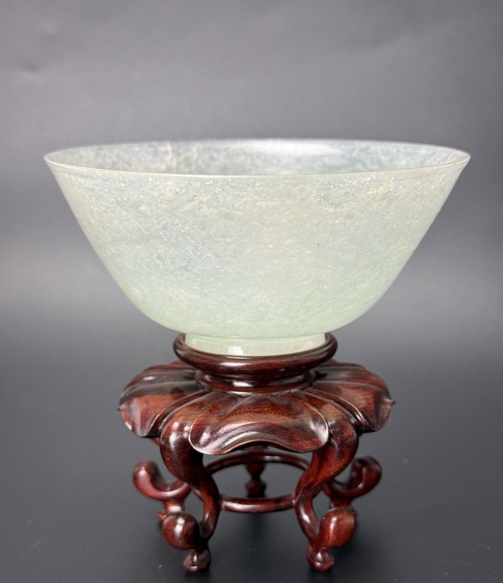A Chinese Jadeite Bowl with Wood Stand (1 of 7)
