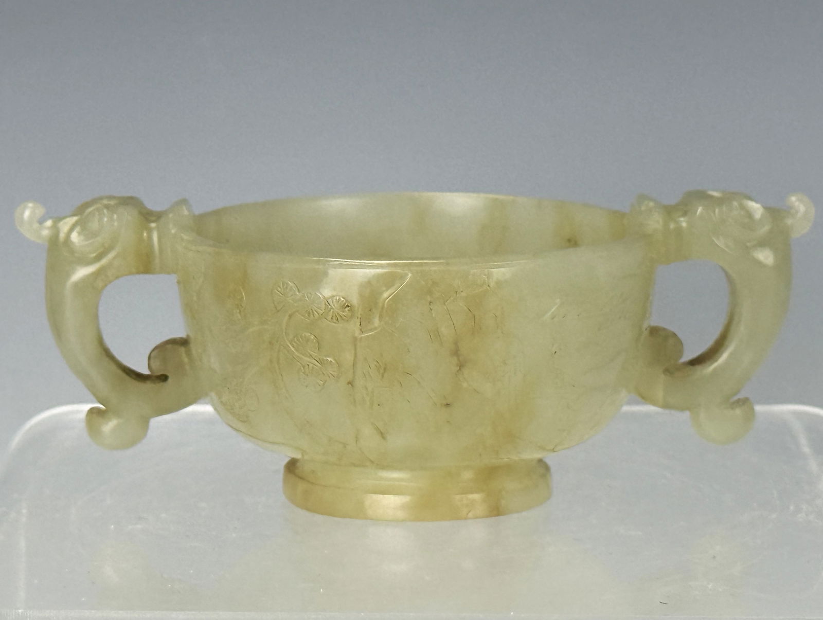 Chinese Carved Jade Libation Cup with Beast Handles (1 of 10)